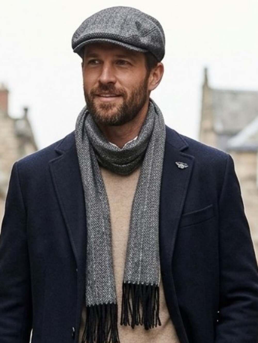 Dockers Hat & Scarf Set Herringbone Mens